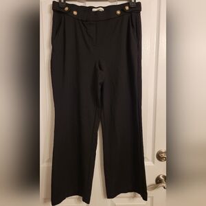 Jules & Leopold Black Wide Leg Trousers with Gold Buttons